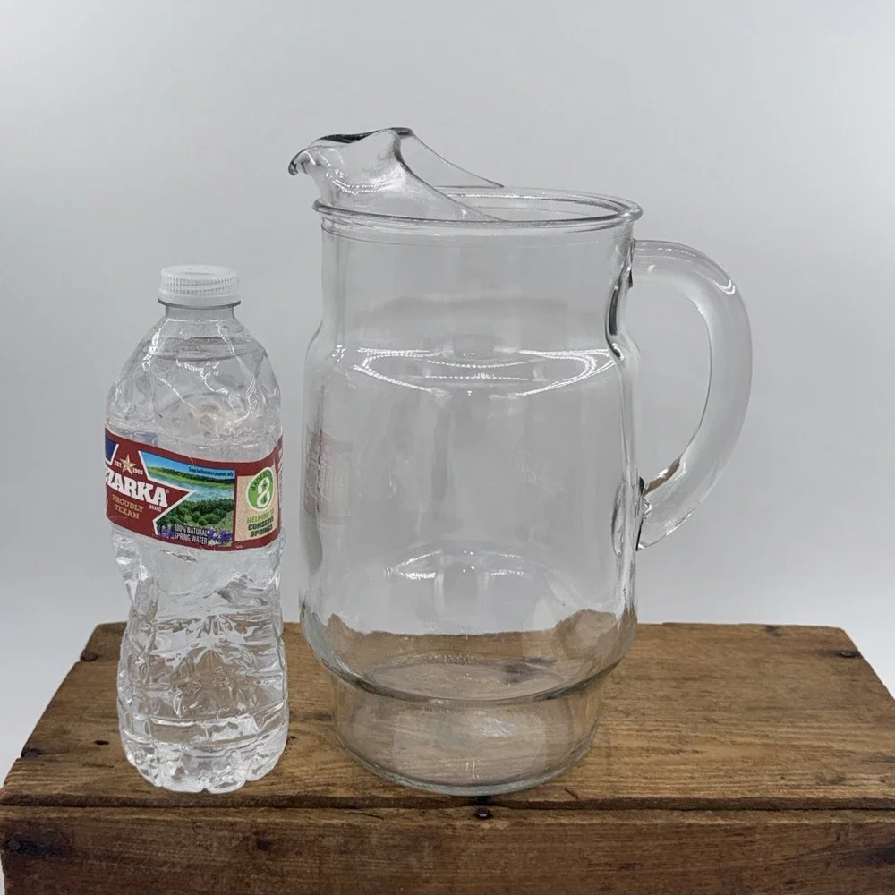 Vintage Glass Tea & Lemonade Ice Lip‎ Pitcher – Clear Classic Serveware 9